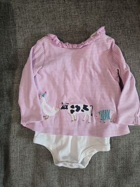 Joules Pink and White Striped Baby Bodysuit